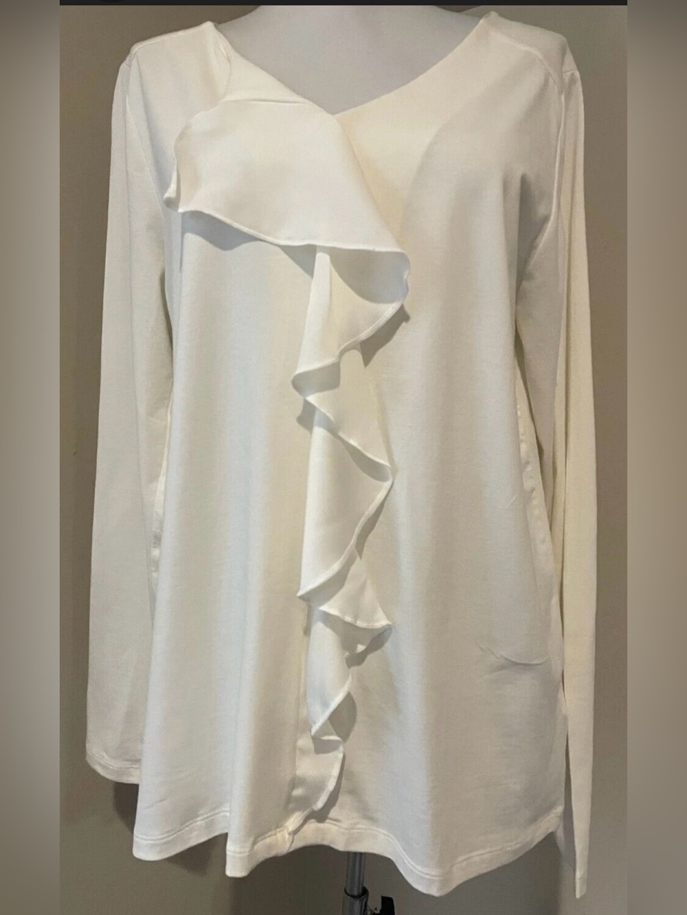 NWOT Lands' End off White Ruffle blouse  1Xsz